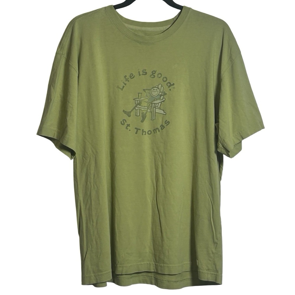 Life Is Good St. Thomas Crusher Tee Size Large Vacation Travel‎ Resort Beach